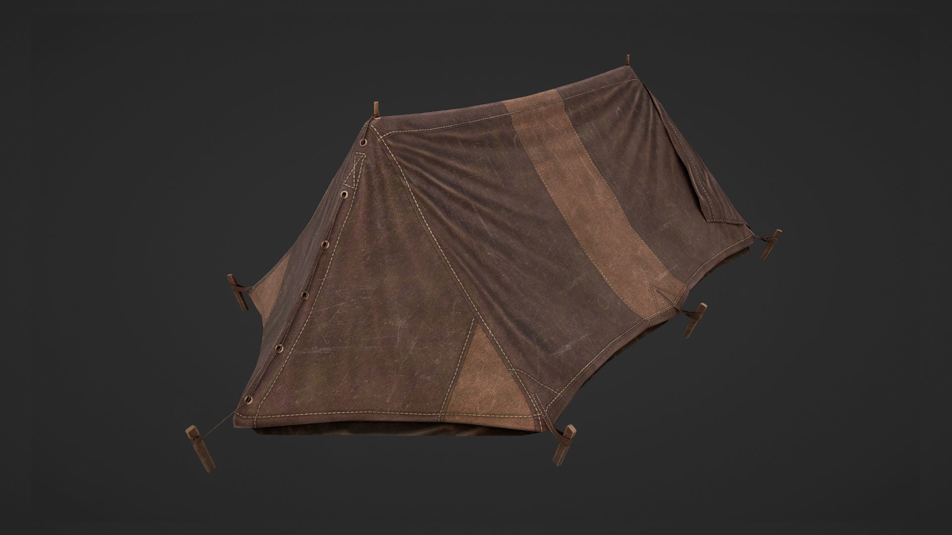 Military Tent WWII TwoSleeping open vr3 Low-poly 3D model_9