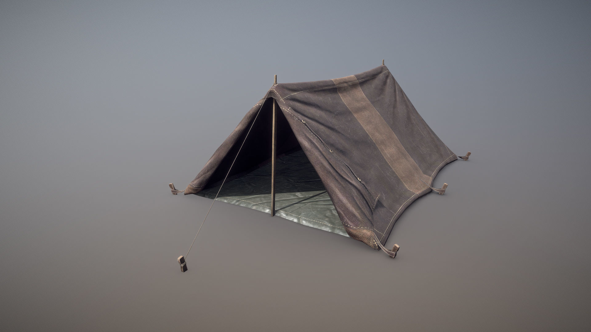 Military Tent WWII TwoSleeping open vr3 Low-poly 3D model_2