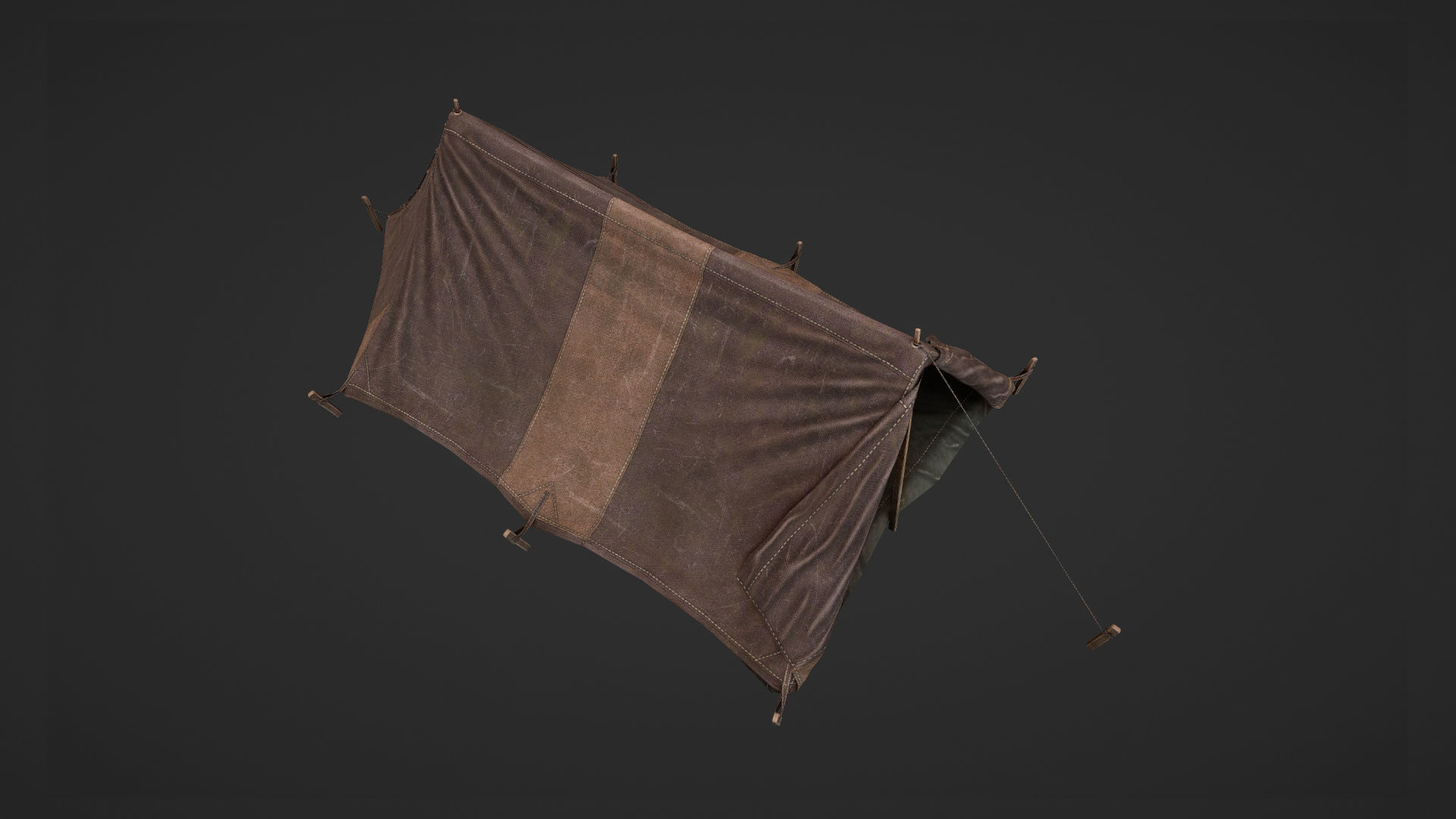 Military Tent WWII TwoSleeping open vr3 Low-poly 3D model_10