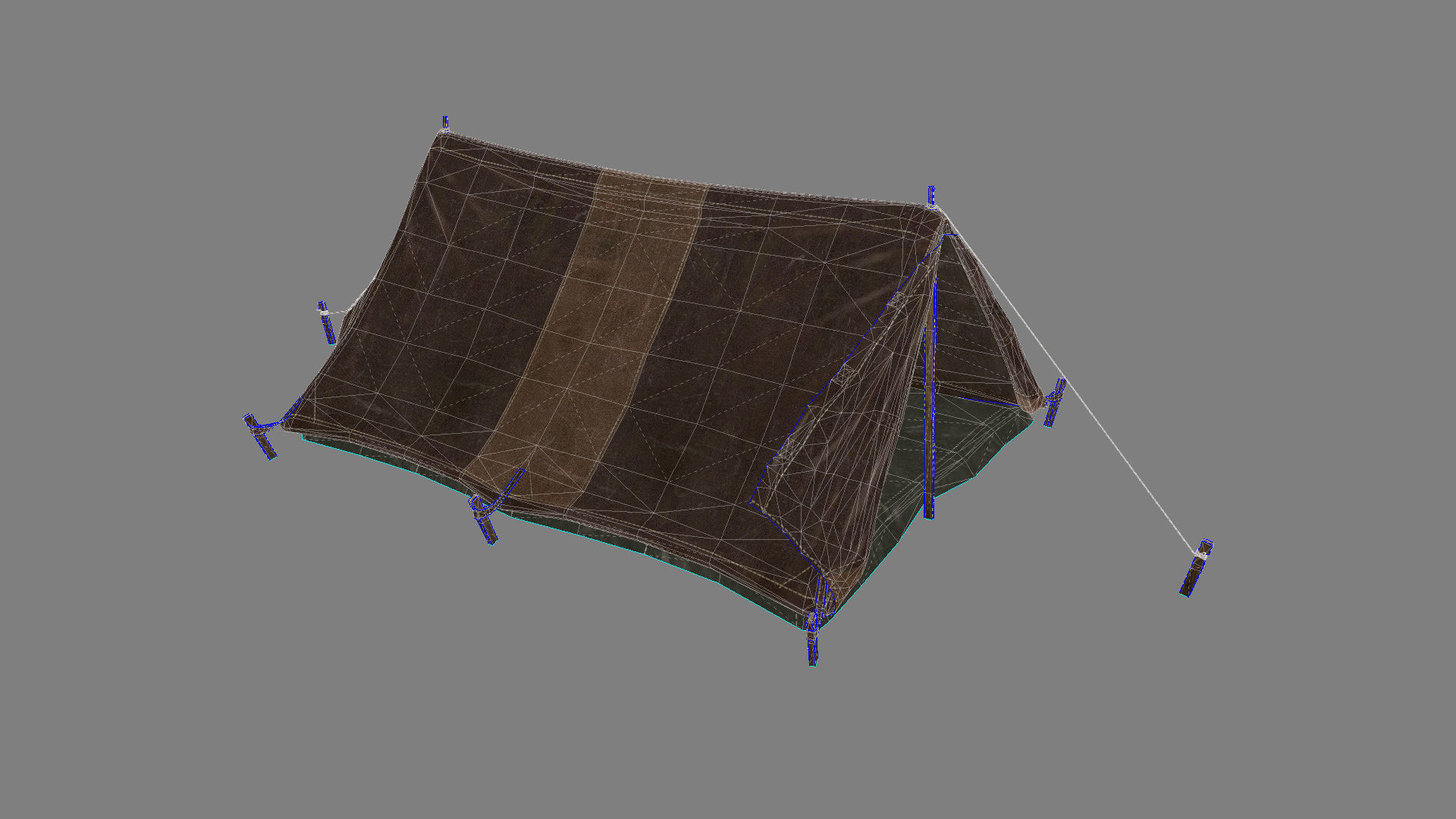 Military Tent WWII TwoSleeping open vr3 Low-poly 3D model_16