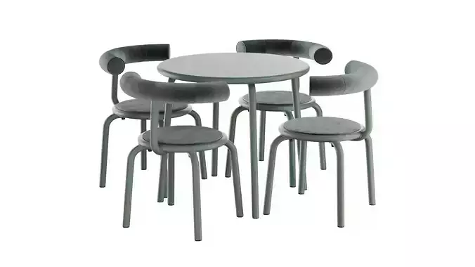 Torno Table Round And Torno Chair Upholstered Full