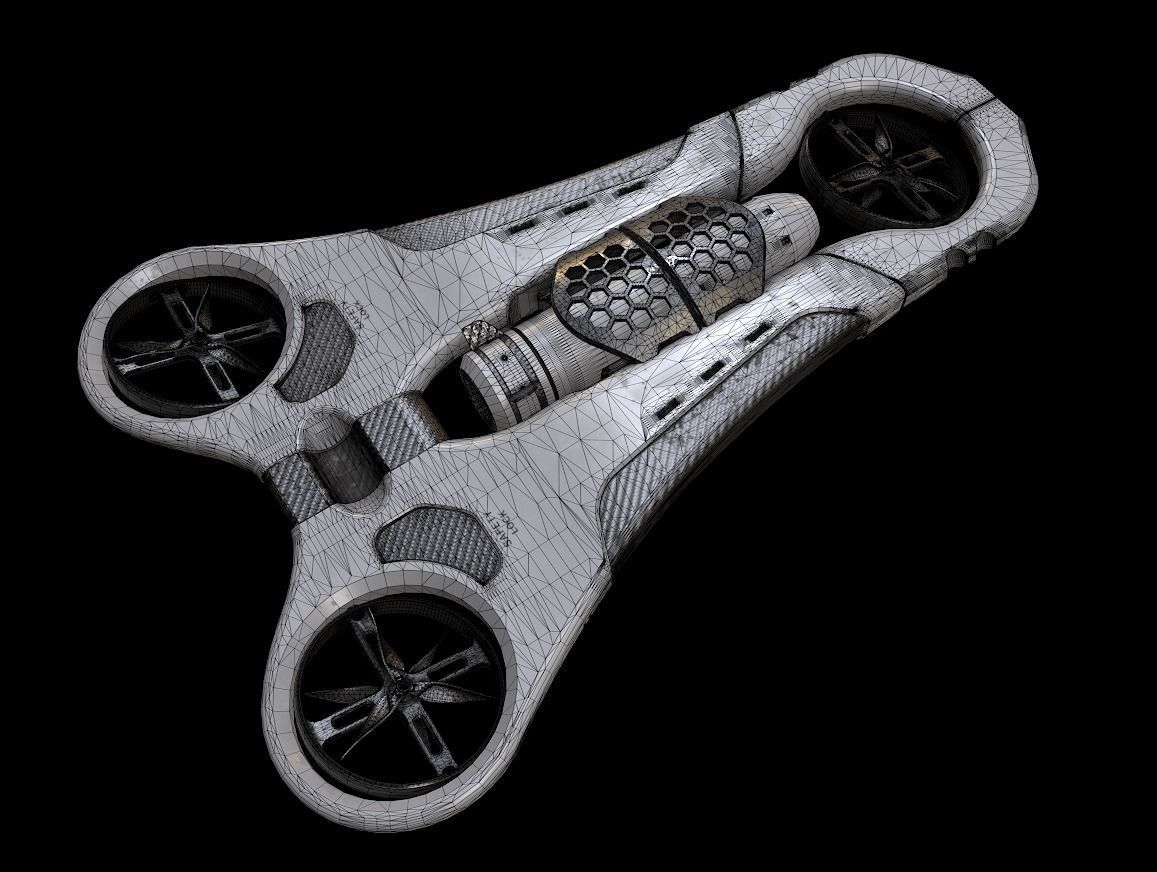 Armed Drone concept Textured Pbr 3D model_4