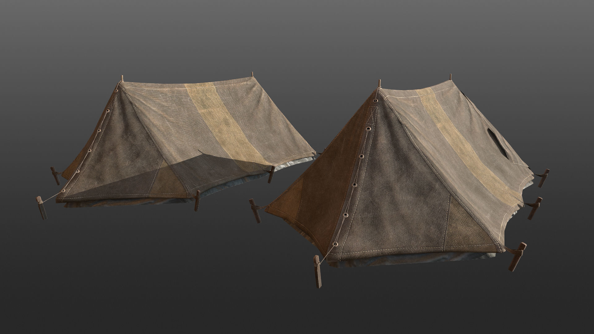 Military Tent WWII TwoSleeping 3D Model Collection_13