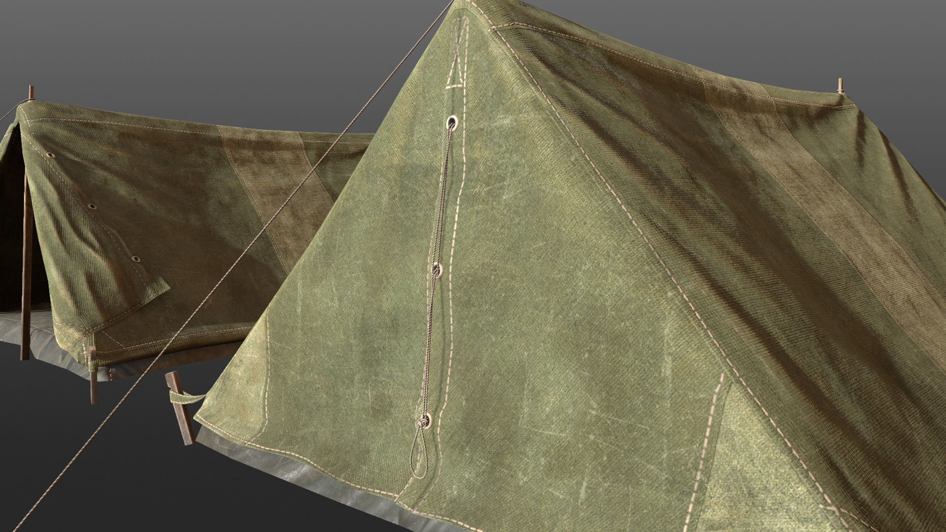Military Tent WWII TwoSleeping 3D Model Collection_11