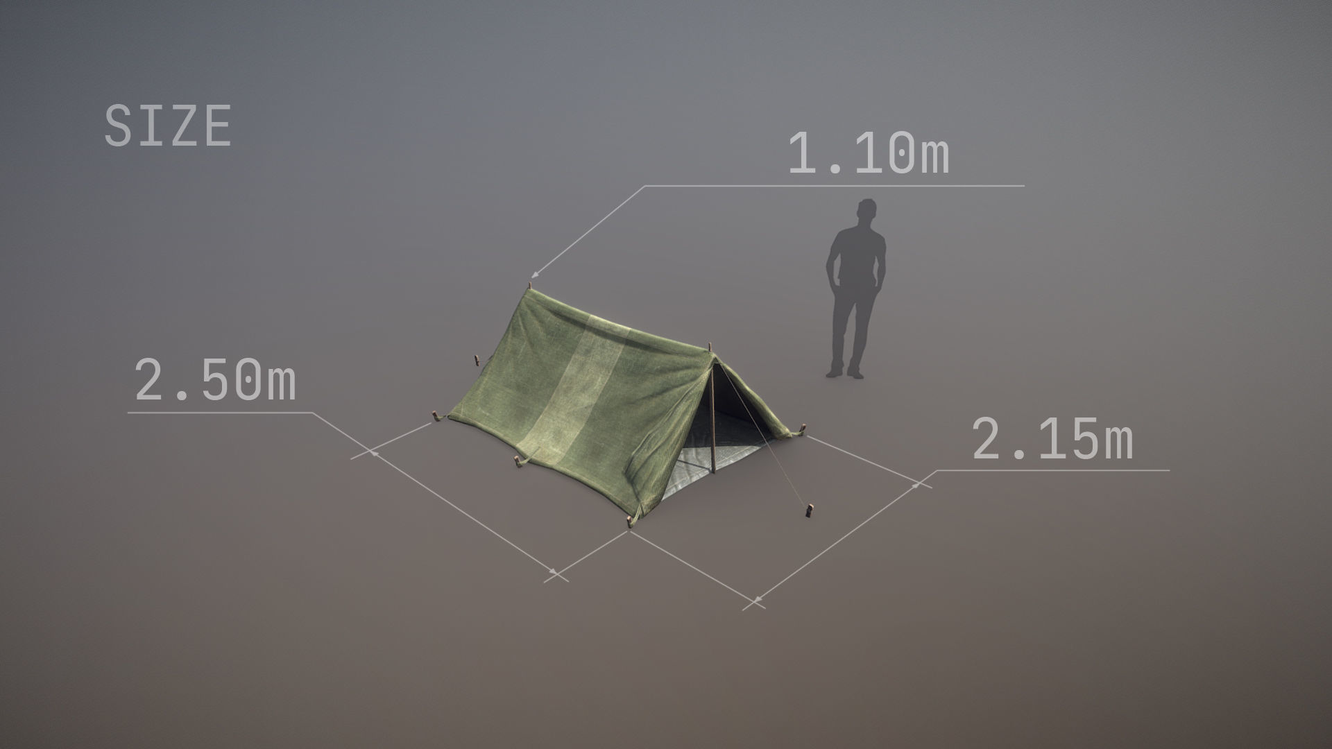 Military Tent WWII TwoSleeping 3D Model Collection_9