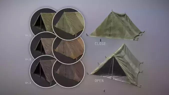 Military Tent WWII TwoSleeping 3D Model Collection