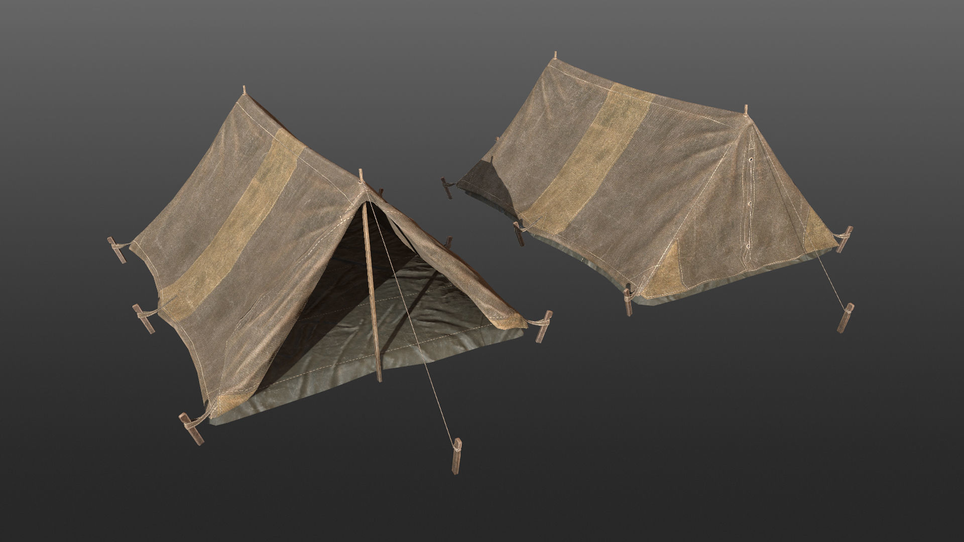 Military Tent WWII TwoSleeping 3D Model Collection_14