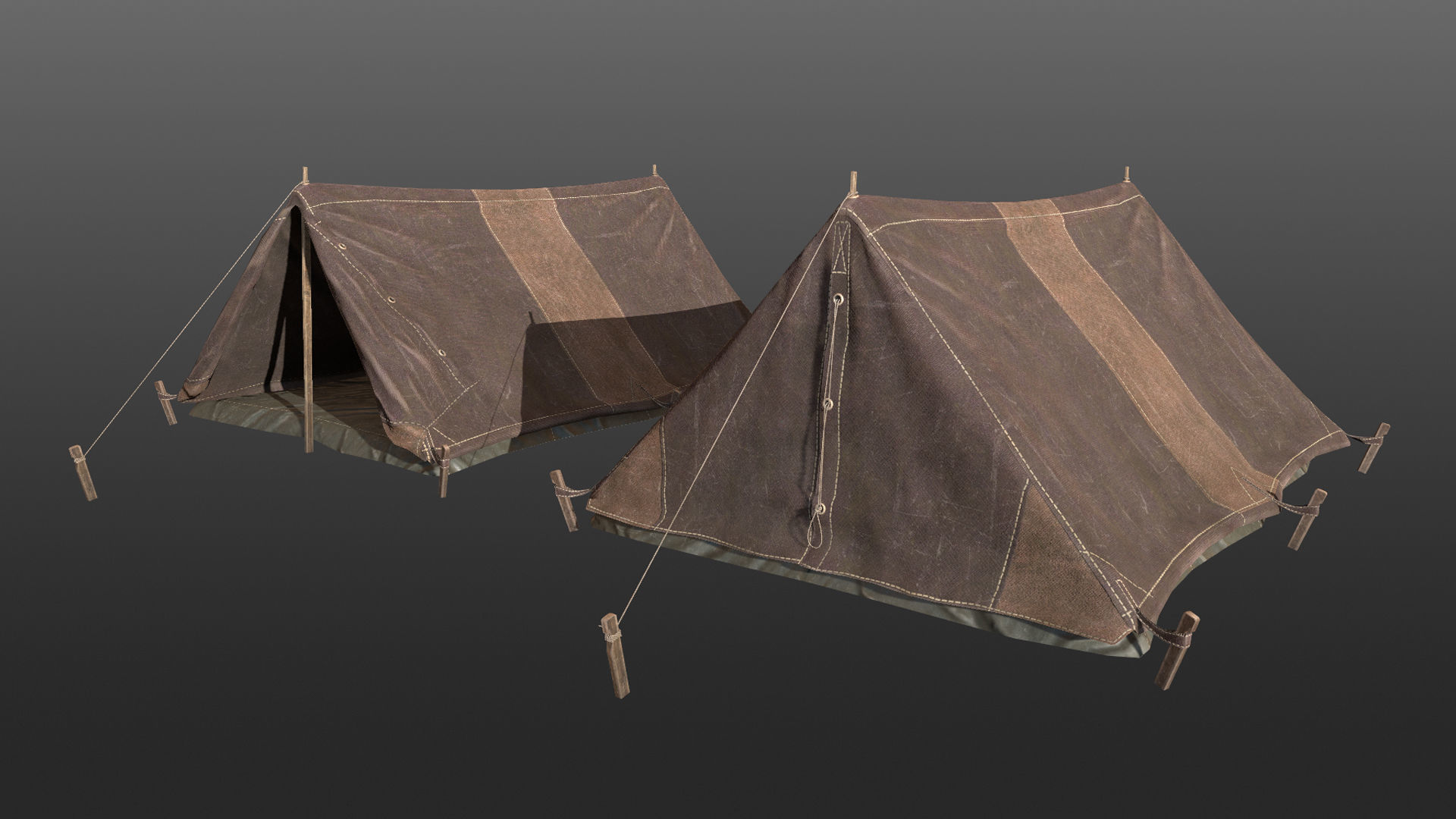 Military Tent WWII TwoSleeping 3D Model Collection_16
