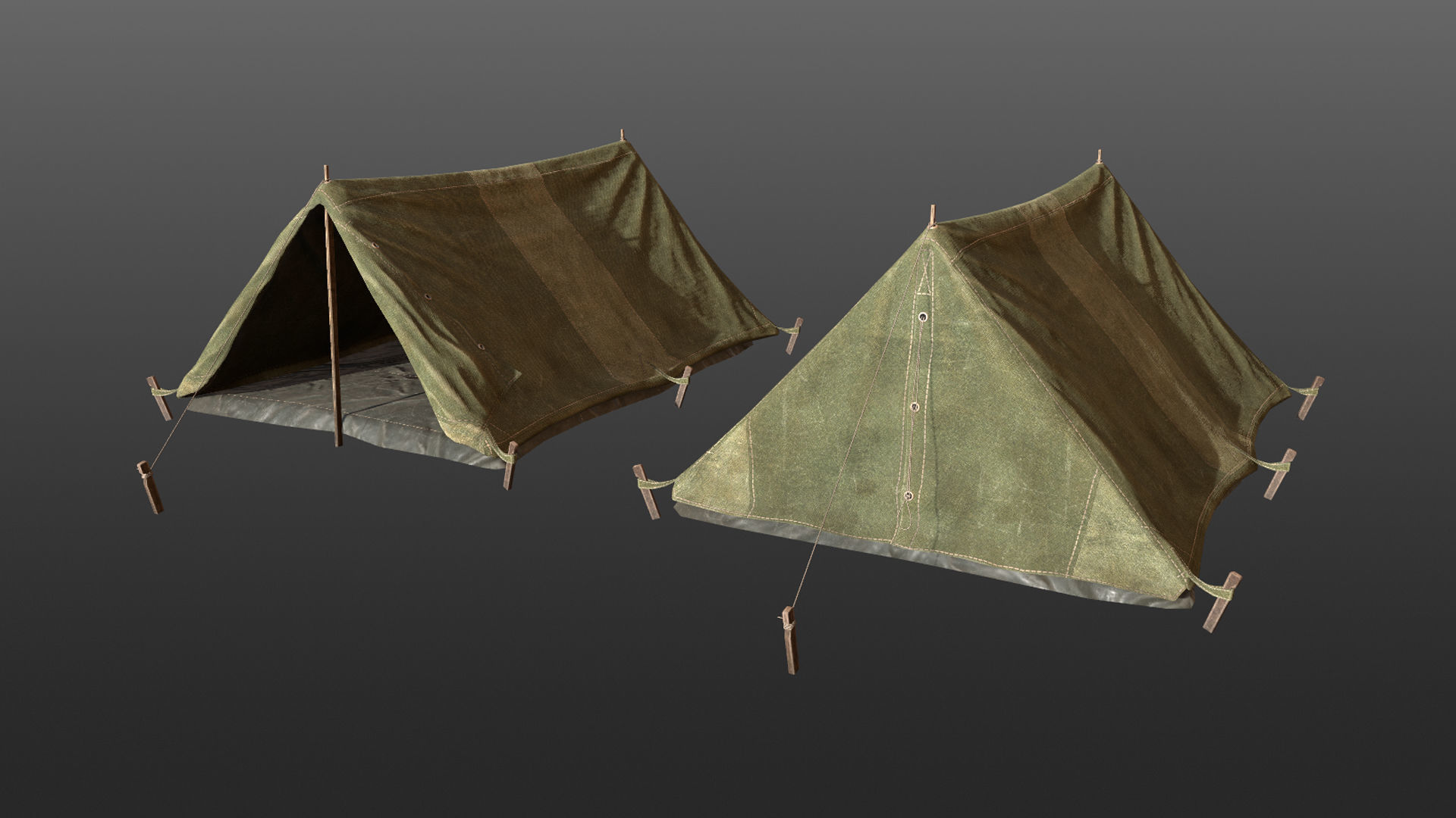 Military Tent WWII TwoSleeping 3D Model Collection_12