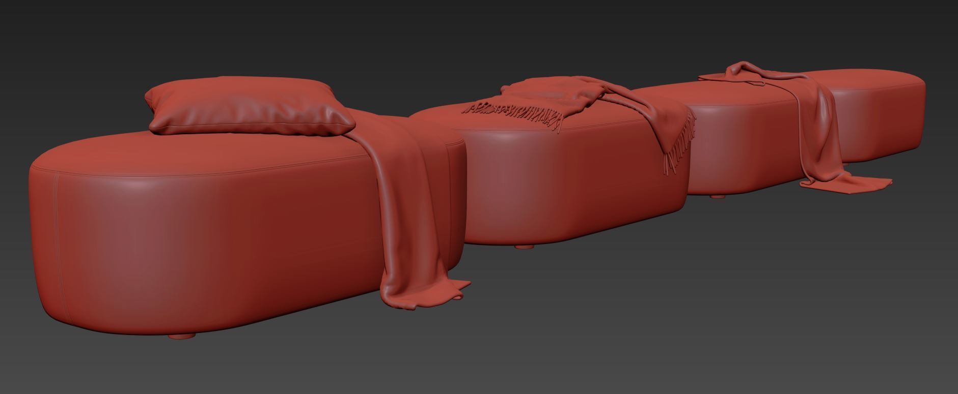 Guest pouf bench by Liu Jo Living 3D model_12