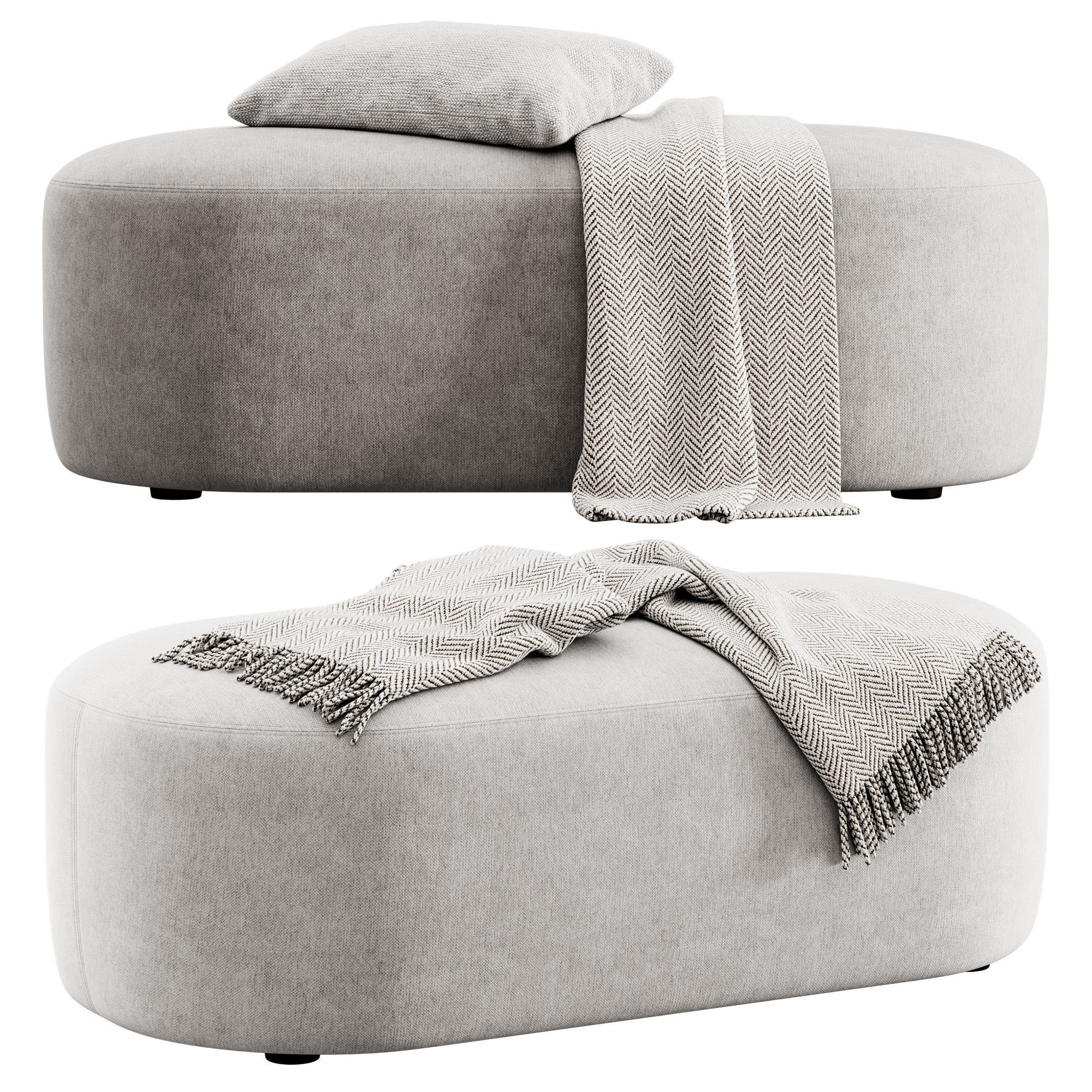 Guest pouf bench by Liu Jo Living 3D model_3