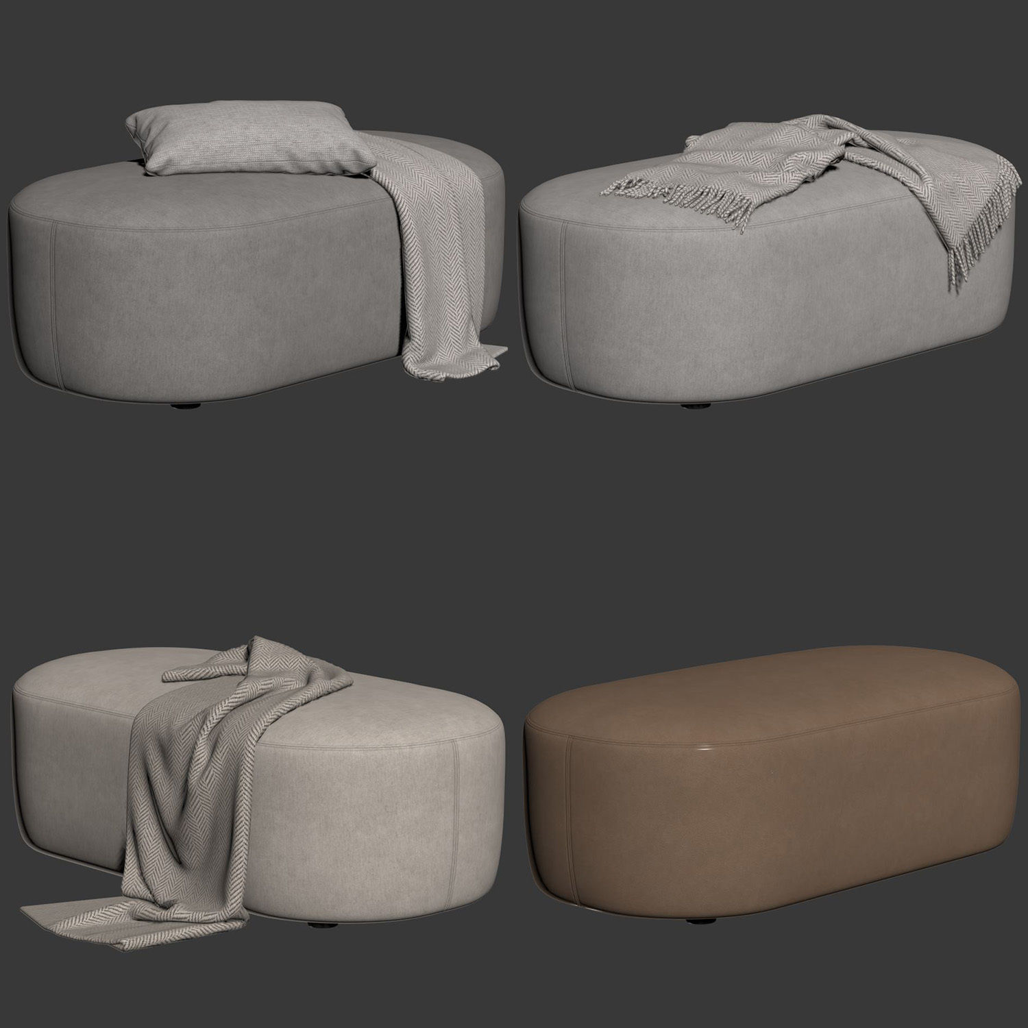 Guest pouf bench by Liu Jo Living 3D model_6
