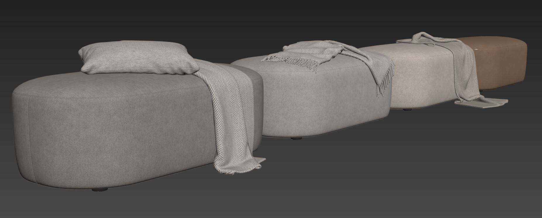 Guest pouf bench by Liu Jo Living 3D model_11