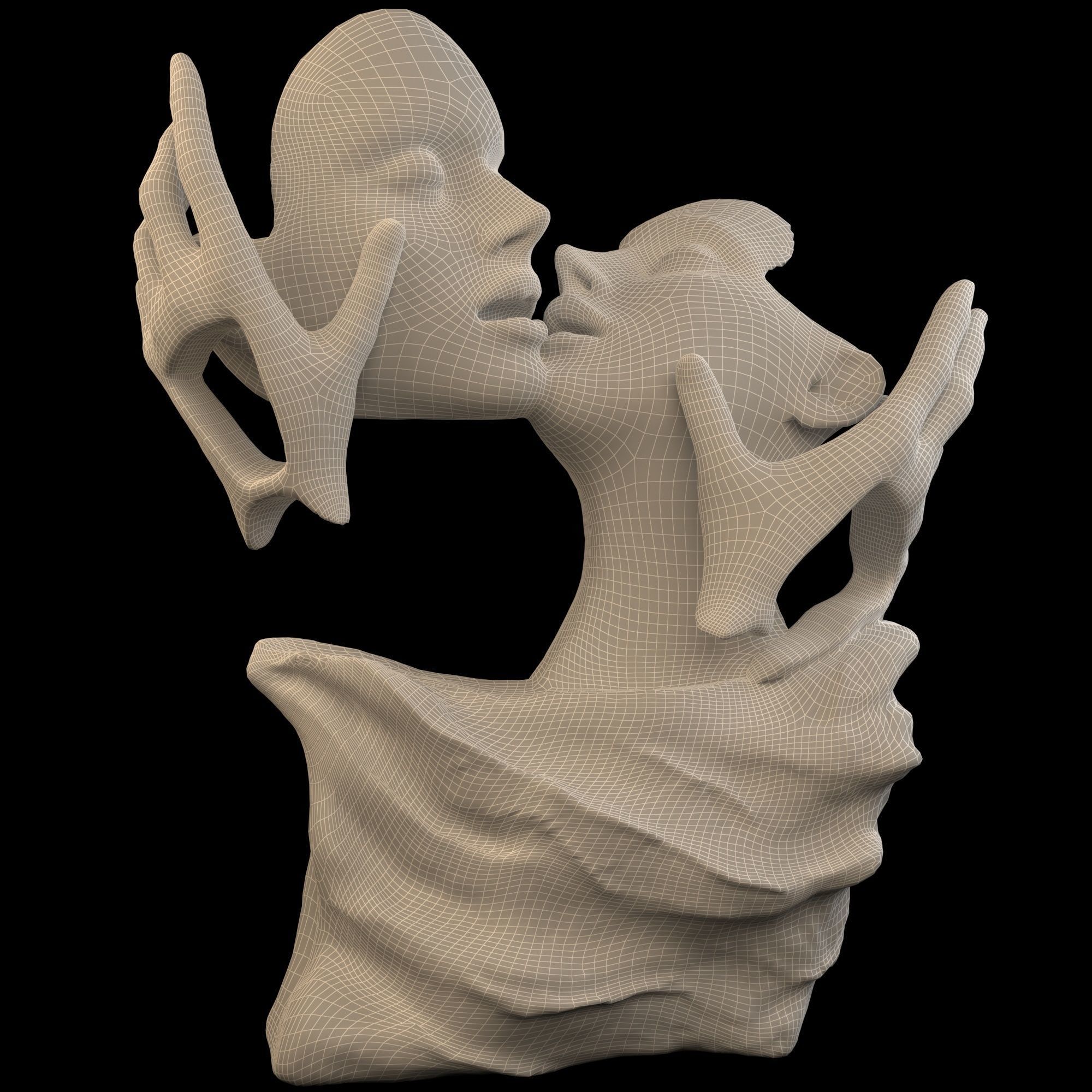 Love statue with four materials Low-poly 3D model_7