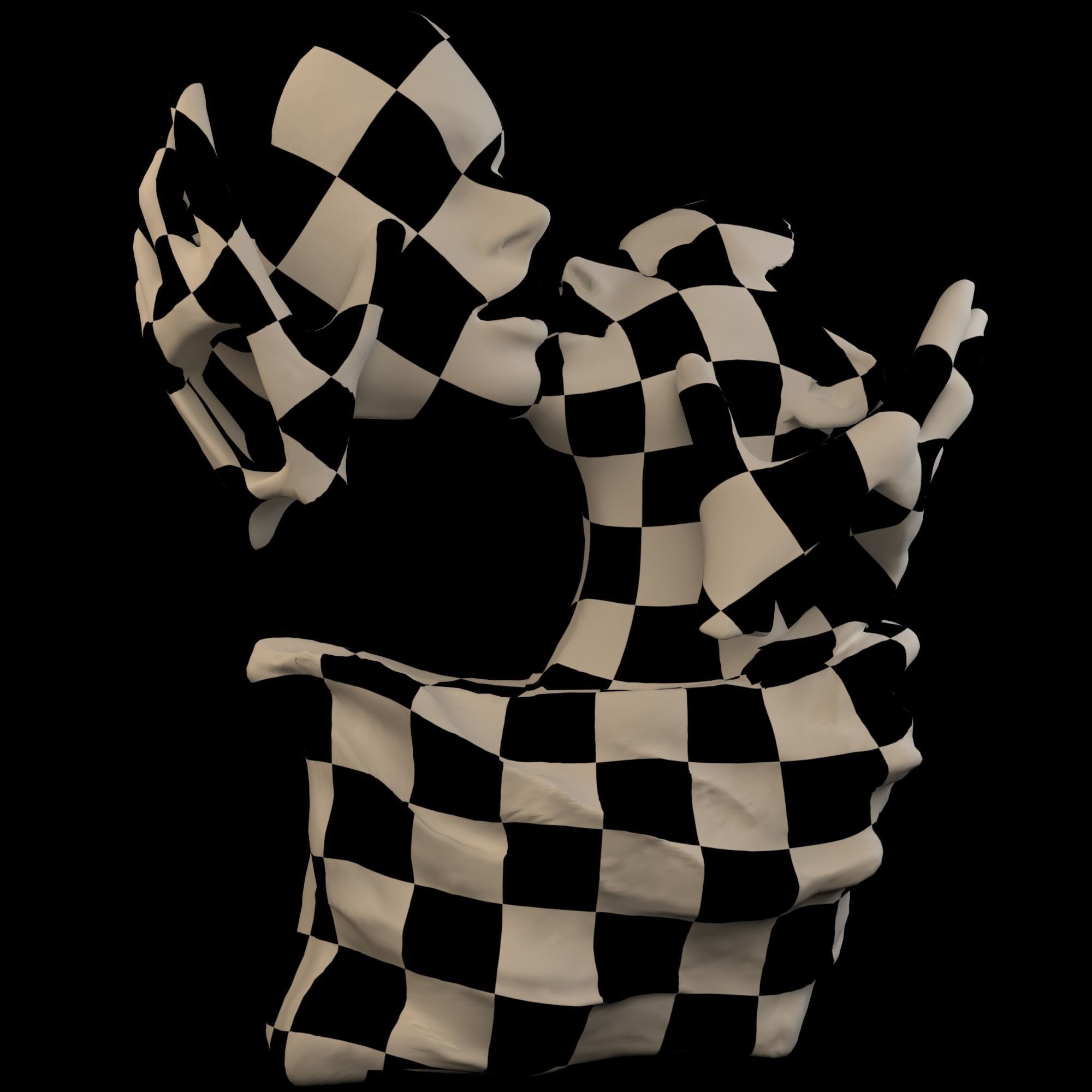 Love statue with four materials Low-poly 3D model_6