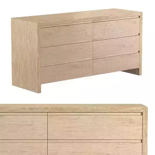 PIERA ITALIAN TRAVERTINE-WRAPPED WIDE DRESSER 3D model