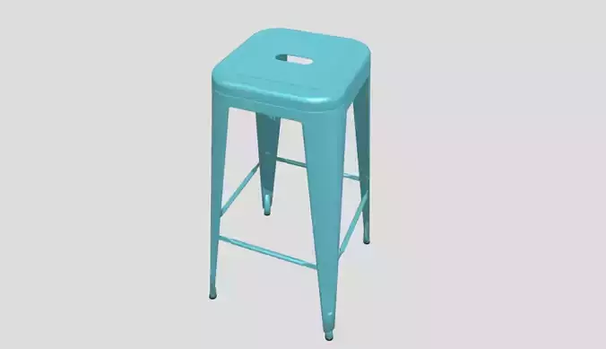 Metallic turquoise stool Low-poly 3D model