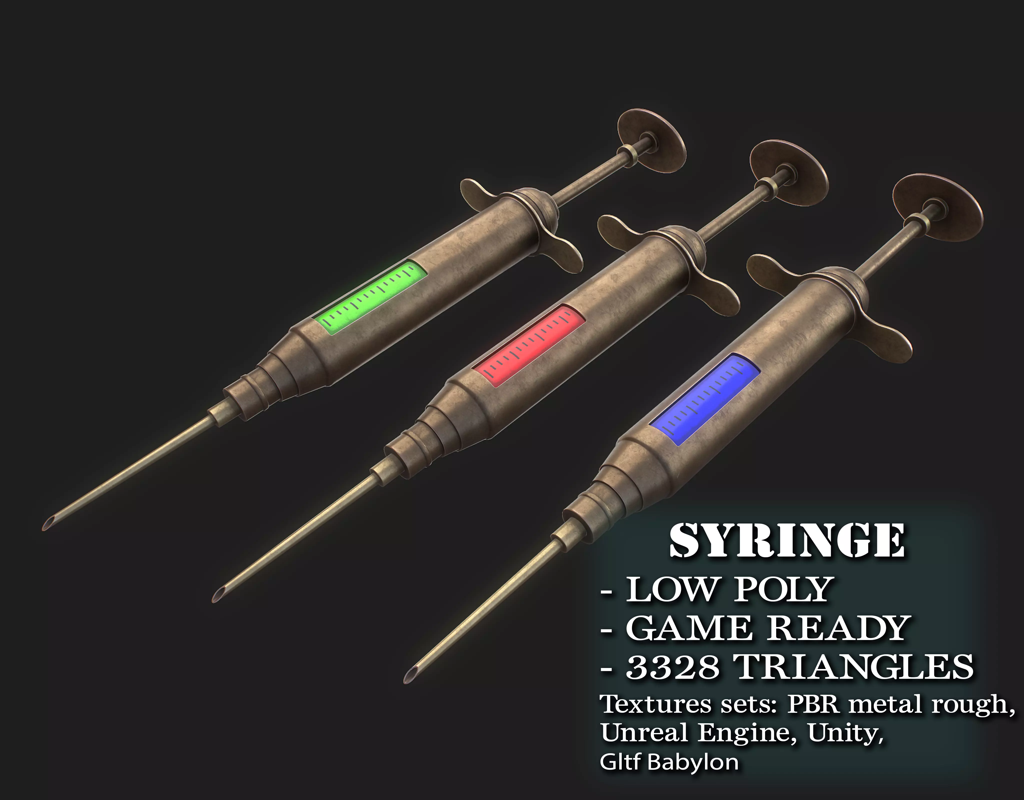 Syringe Low-poly 3D model_0