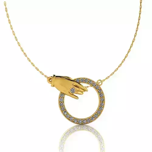 Designer Symbolic Elegance Lady Hand LifeCircle Pendant Necklace 3D print model