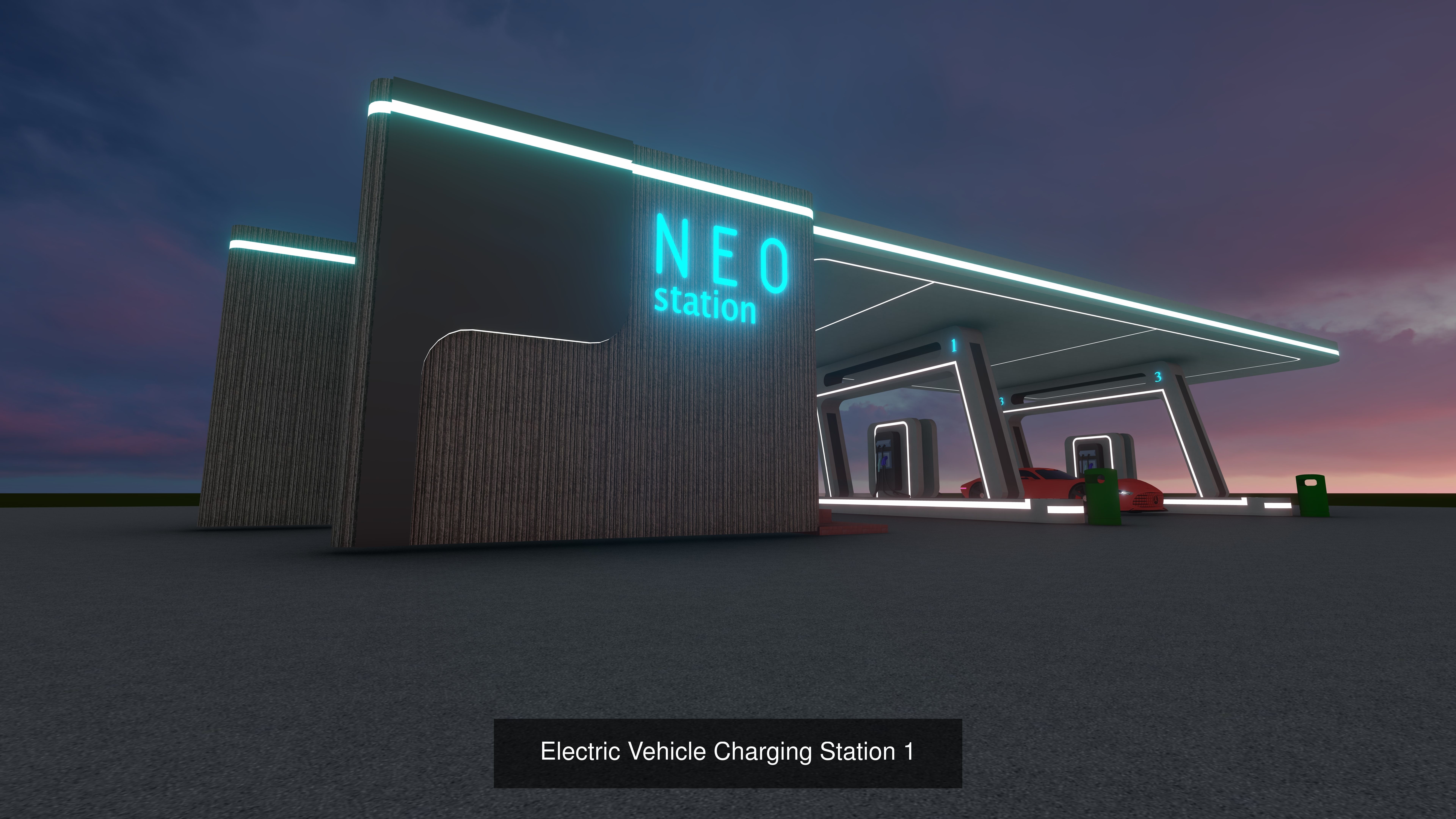Electric Vehicle Charging Stations 3D Model Collection _2