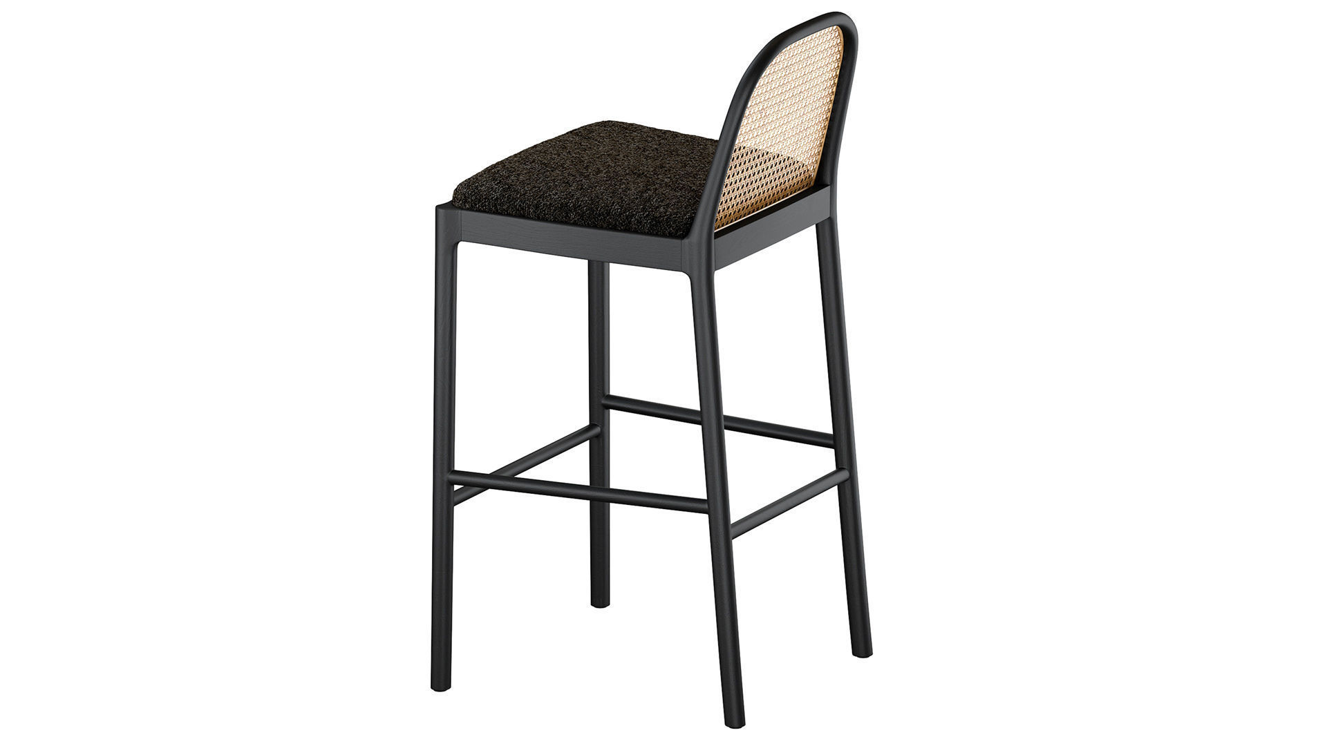 NADIA BLACK CANE BAR STOOL Crate Barrel 3D model_2