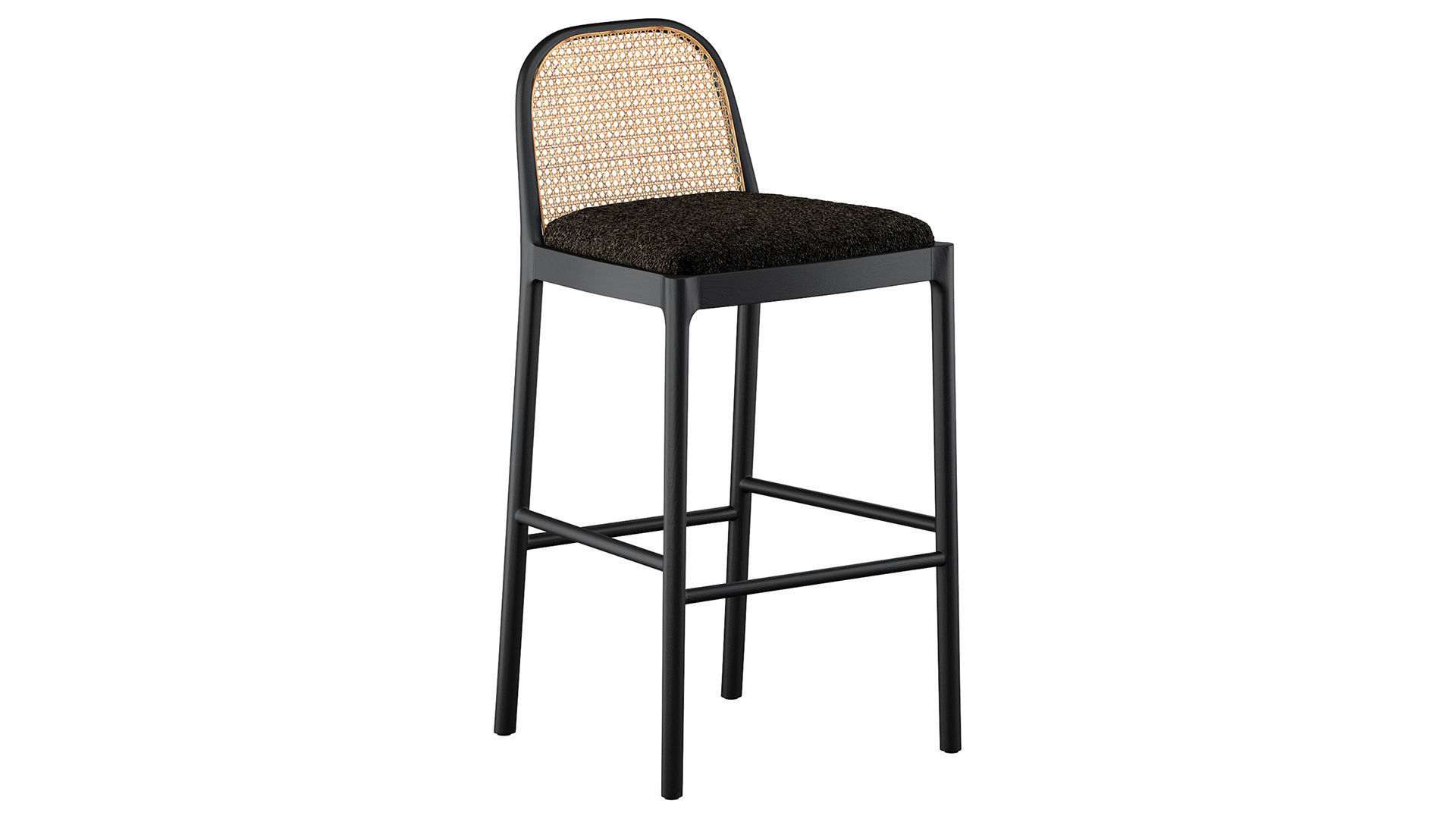NADIA BLACK CANE BAR STOOL Crate Barrel 3D model_5