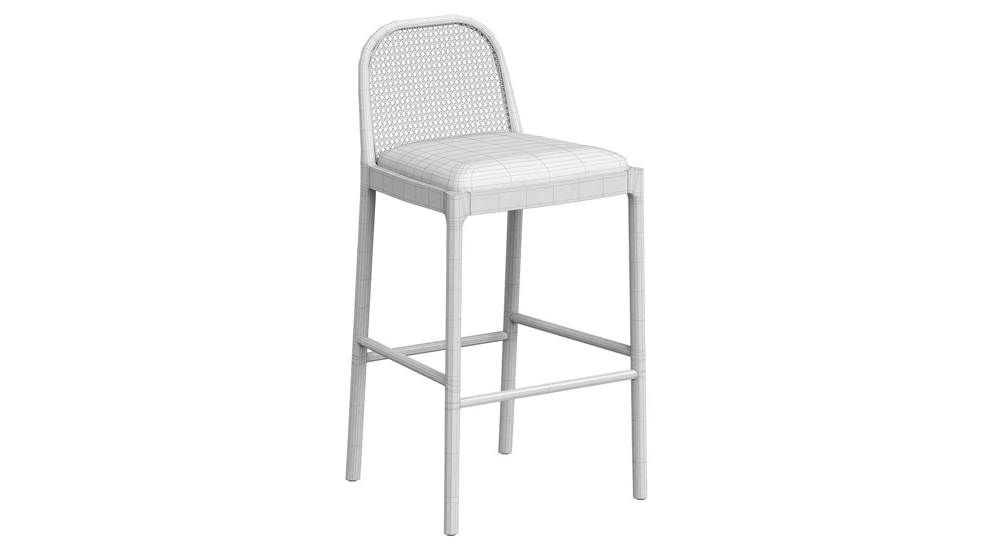 NADIA BLACK CANE BAR STOOL Crate Barrel 3D model_4