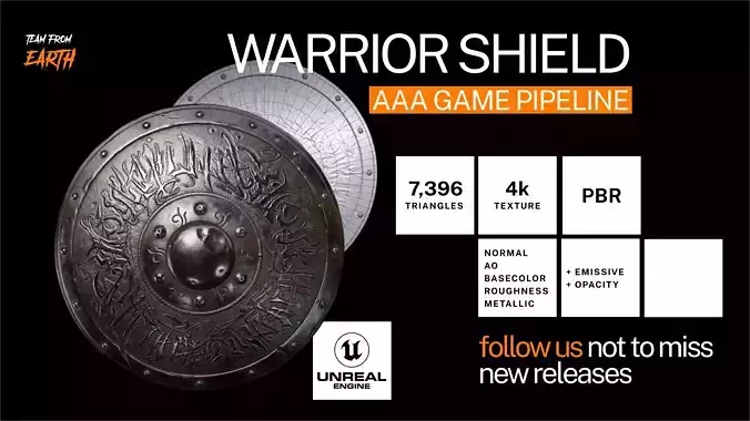  Real-time game ready 3d eastern shield Free low-poly 3D model