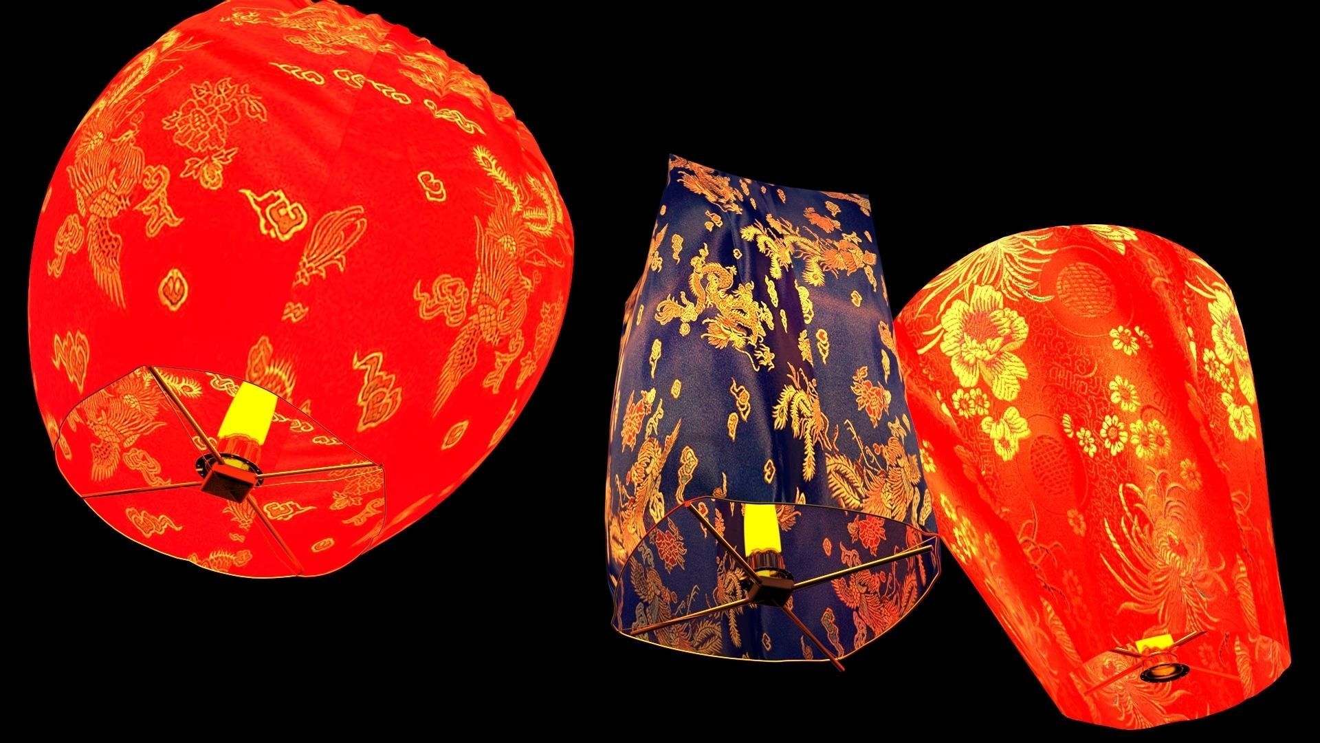 Chinese sky lantern  3D model_1