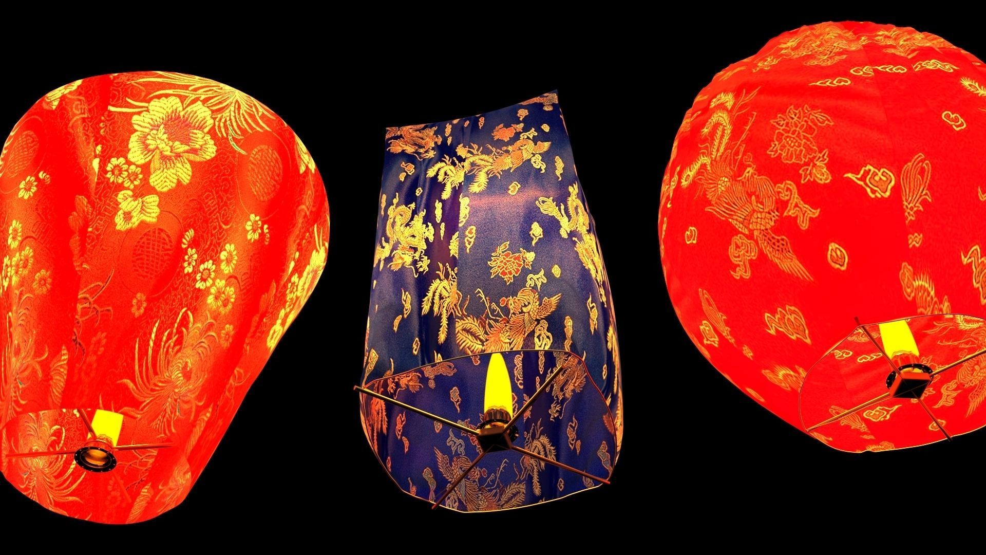 Chinese sky lantern  3D model_3