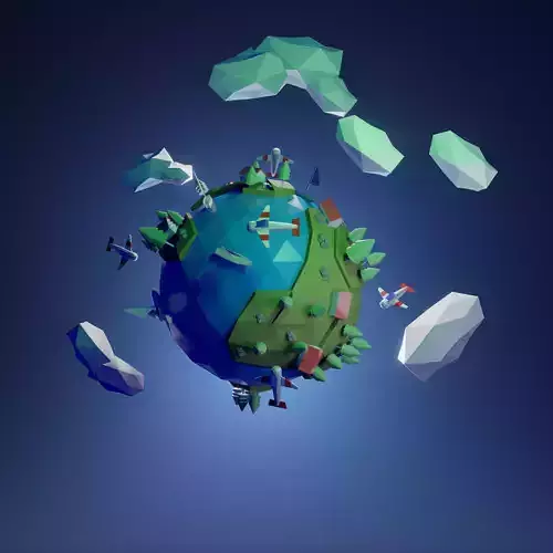 Low Poly Earth Low-poly 3D model Low-poly 3D model