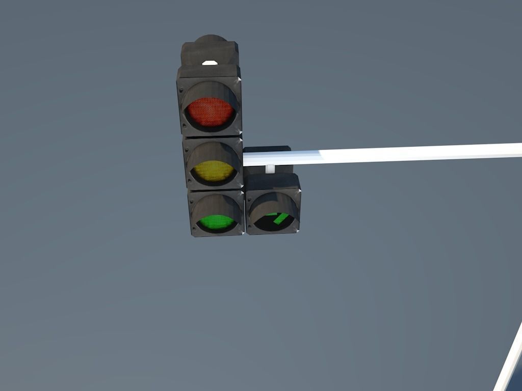 Traffic Light Low-poly 3D model_3