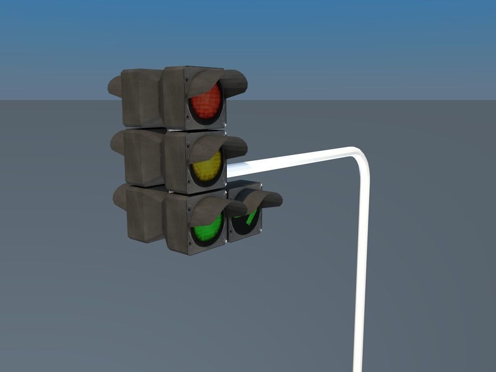 Traffic Light Low-poly 3D model_1