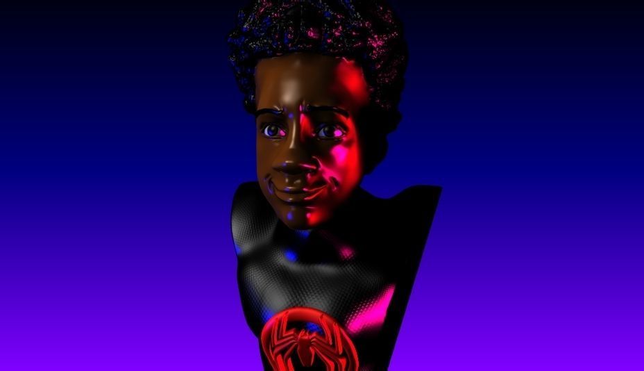 MILES MORALES SPIDERMAN MARVEL BUST 3D print model_2