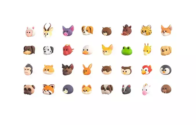 Pack005 Animal Head Pack 2 3D model