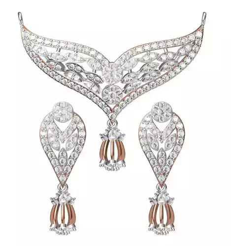 Women Earring Necklace Set STL JCD Details
