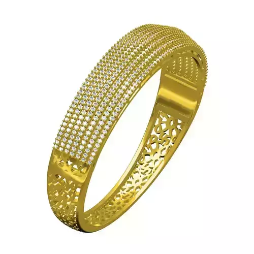 Antique Seven Row Round Diamond Filigree Bracelet