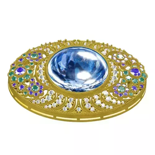 Unique Opal Sapphire Stone Art Deco Brooch