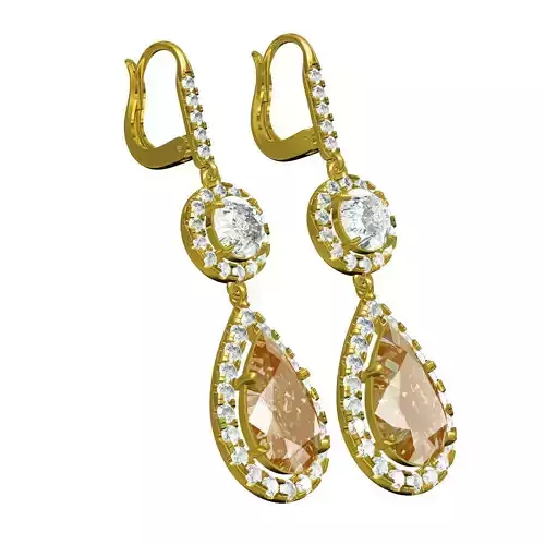 Round and Pear Diamond Halo Micro Prong Set Hoop Earring