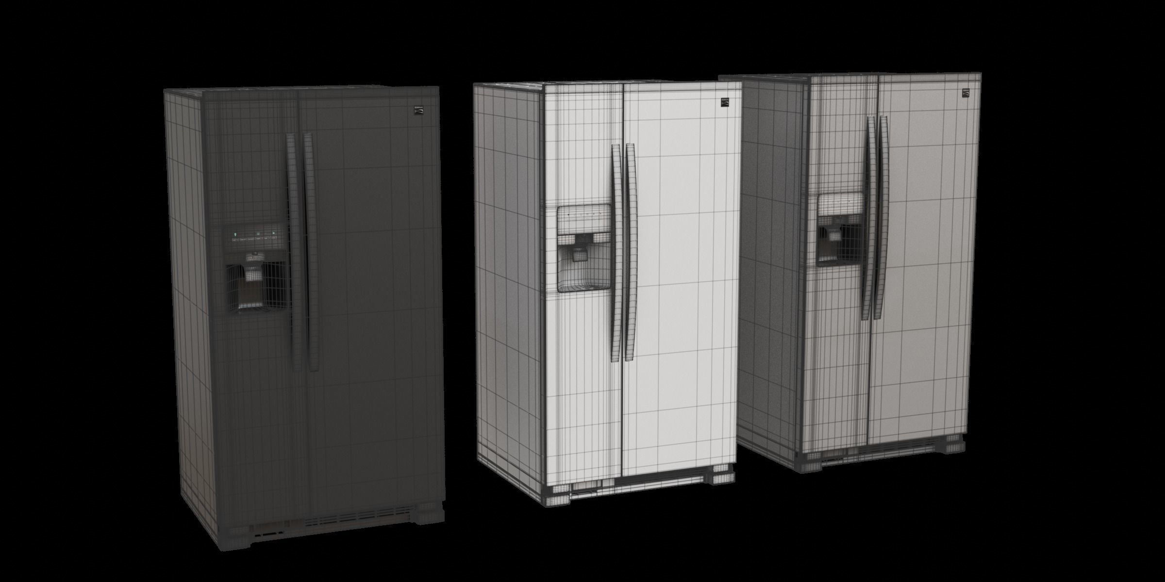 Set Of 21 Cubic Feet Refrigerators 3D model_3