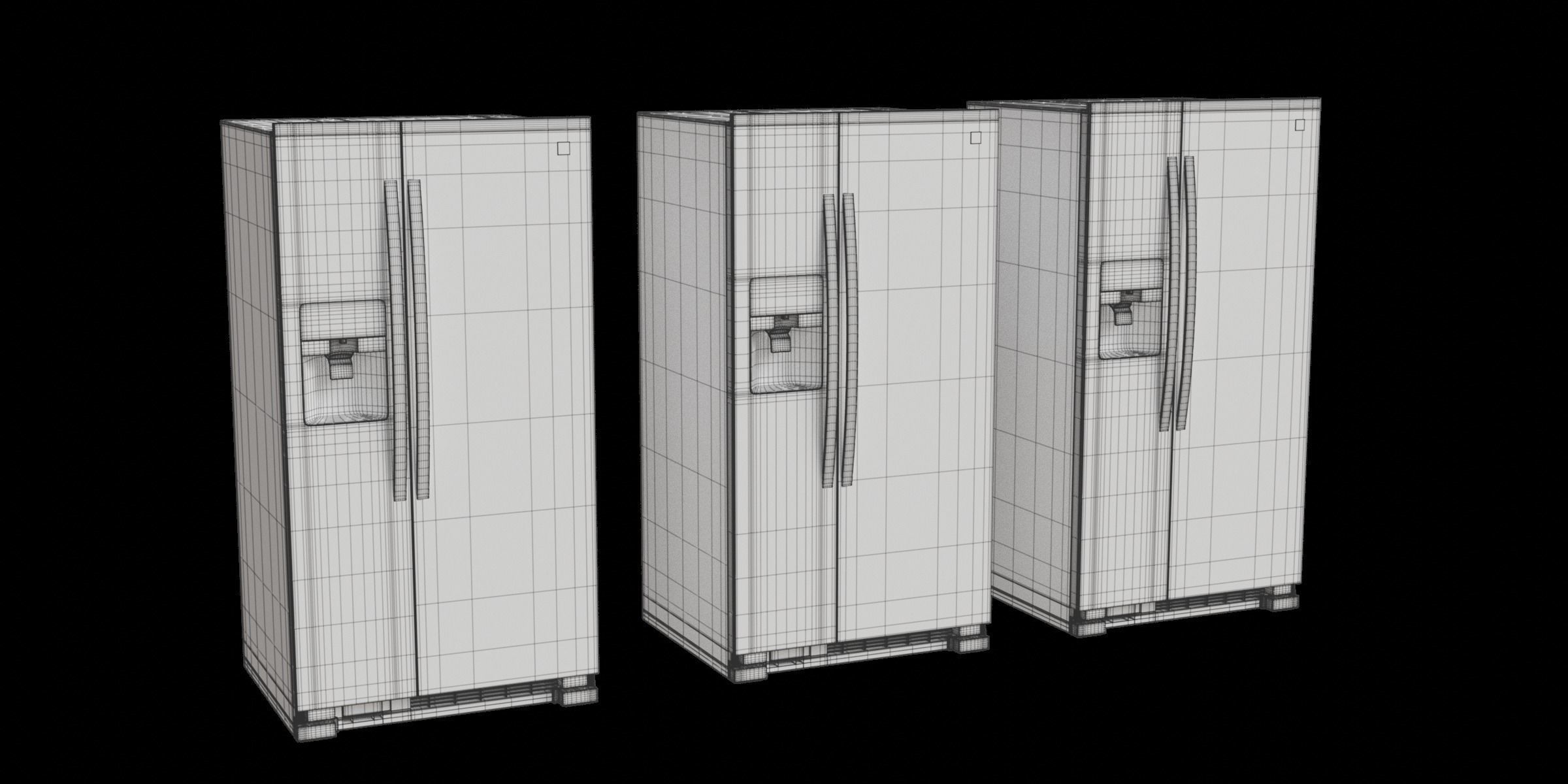 Set Of 21 Cubic Feet Refrigerators 3D model_2