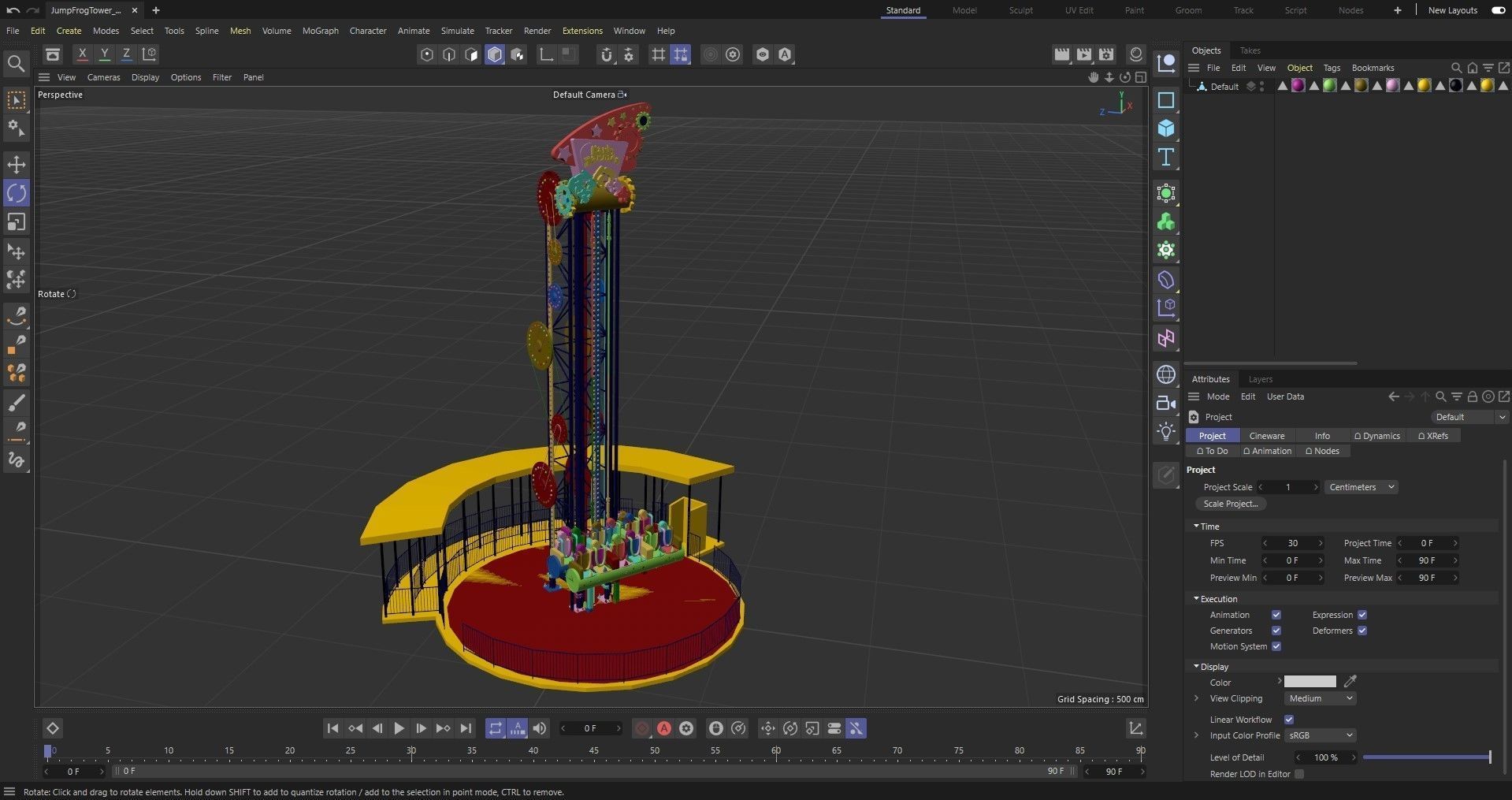 Jump Frog Tower Rides Low-poly 3D model_10