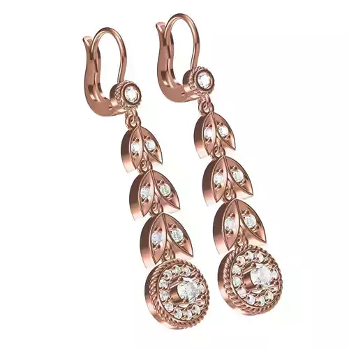 Antique Floral Design Lond Dongle Earring