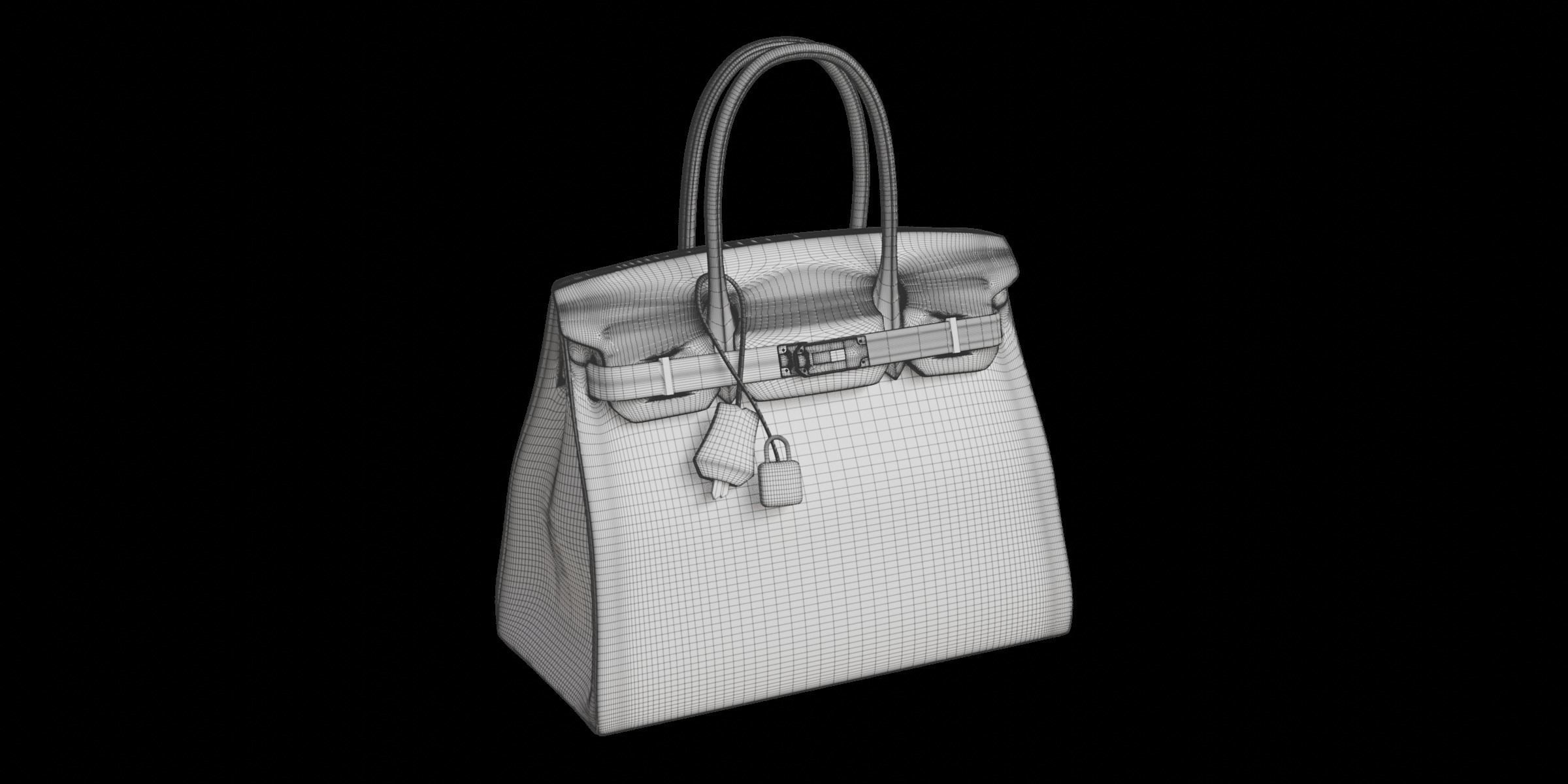 Pink Leather Handbag 3D model_2