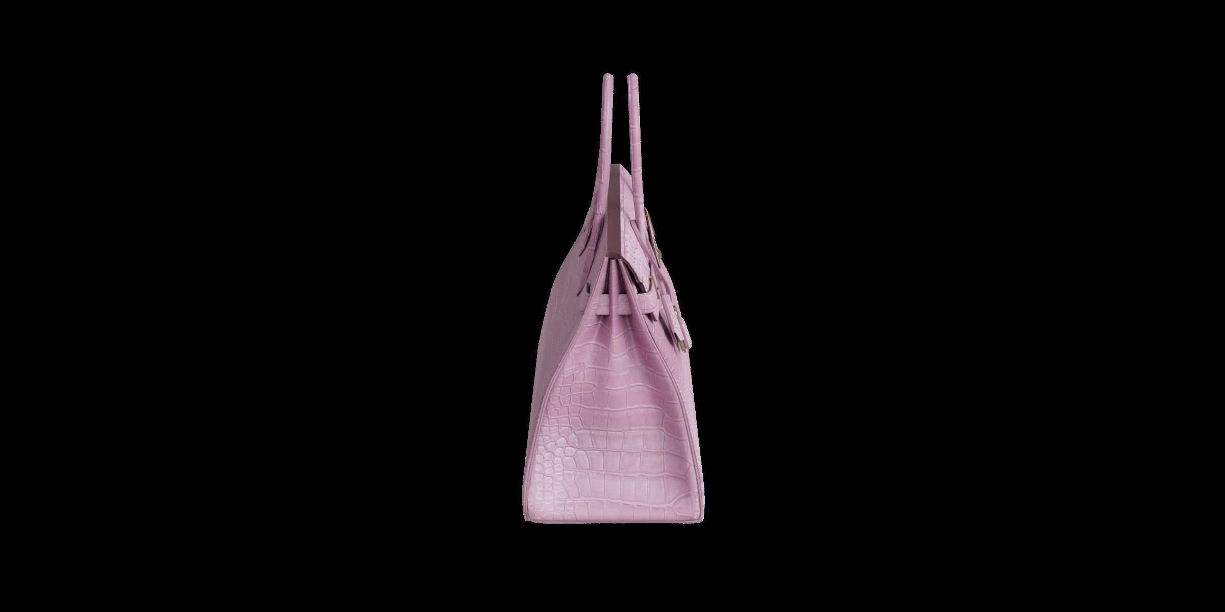 Pink Leather Handbag 3D model_9