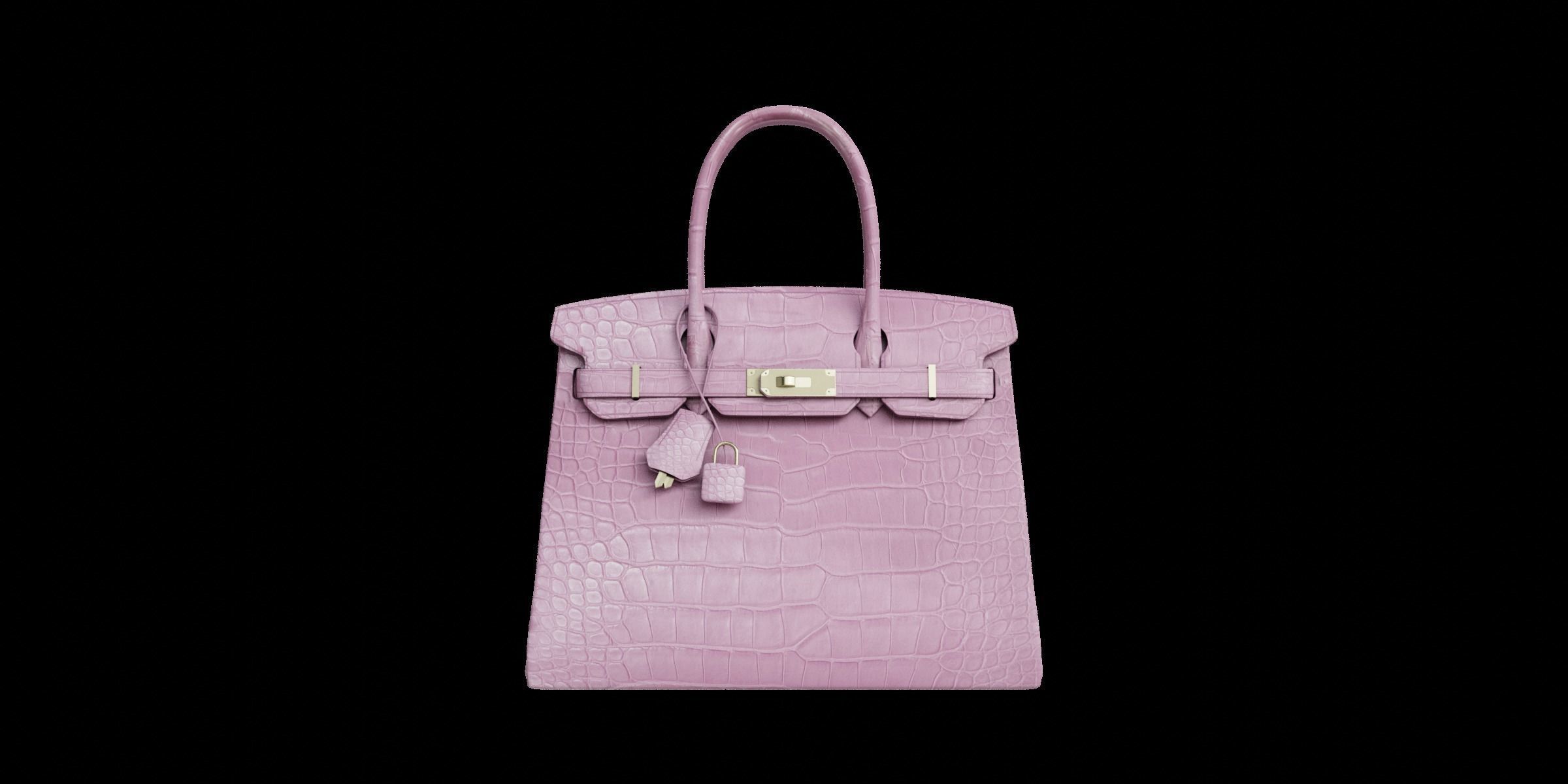 Pink Leather Handbag 3D model_4