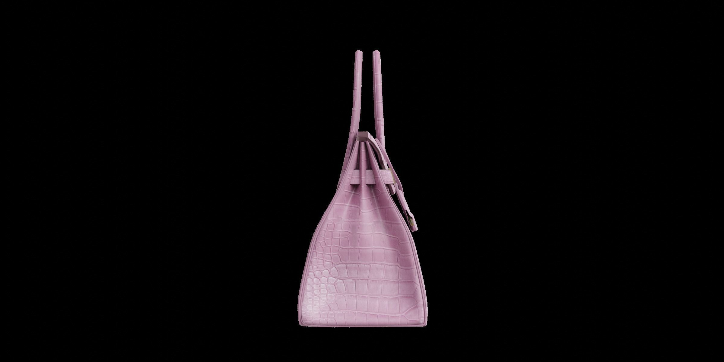 Pink Leather Handbag 3D model_5