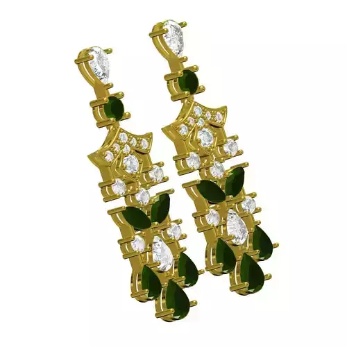 Green Marquise and Pear Stone Drop Earring