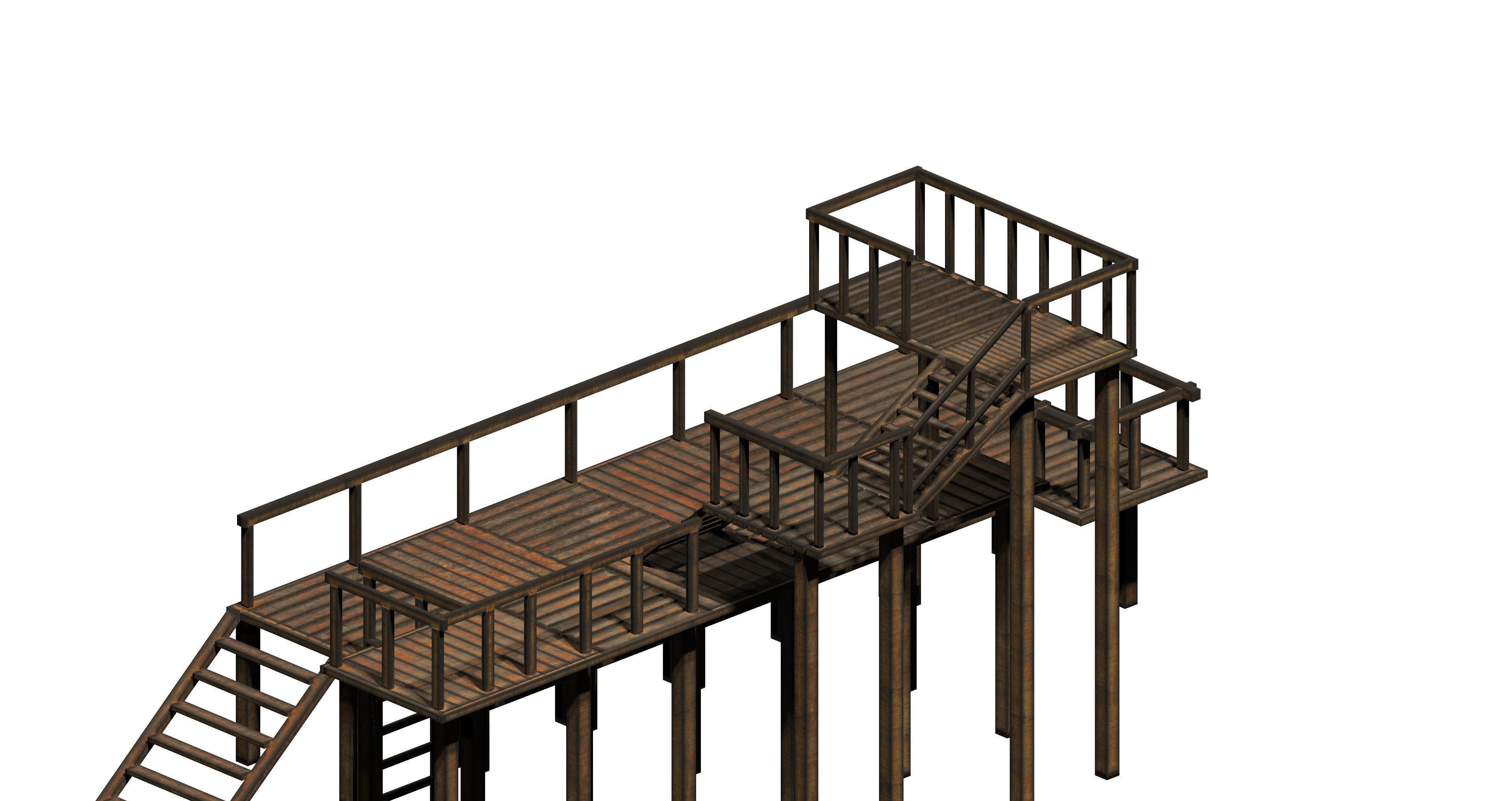 Modular wooden prop pack platform Low-poly 3D model_3