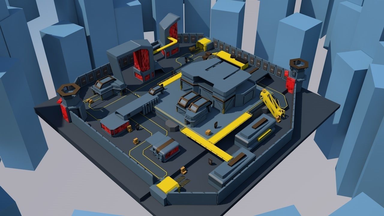 3D FPS game environment low poly Low-poly 3D model_2